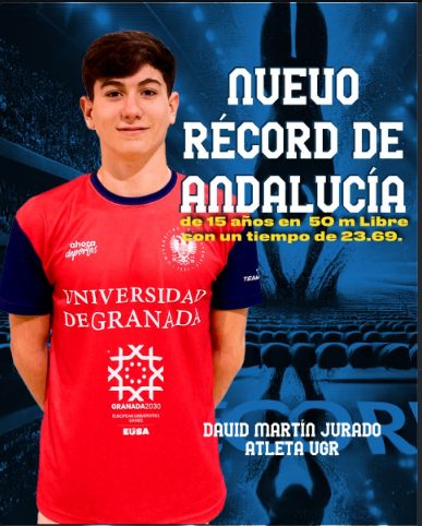 Club poster of David Martín Jurado in a University of Granada shirt